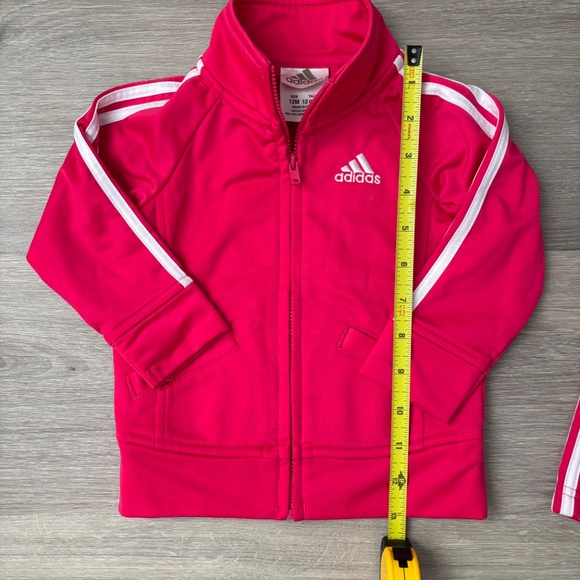 ADIDAS Girls Track Suit HOT PINK Baby Toddler Size 12 Months Zip Up Logo Pant - Picture 5 of 14
